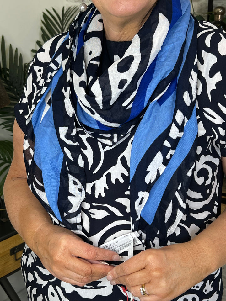 Street One Material Mix T-Shirt In Deep Blue