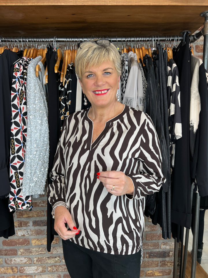 Street One Print Blouse In Roast Brown