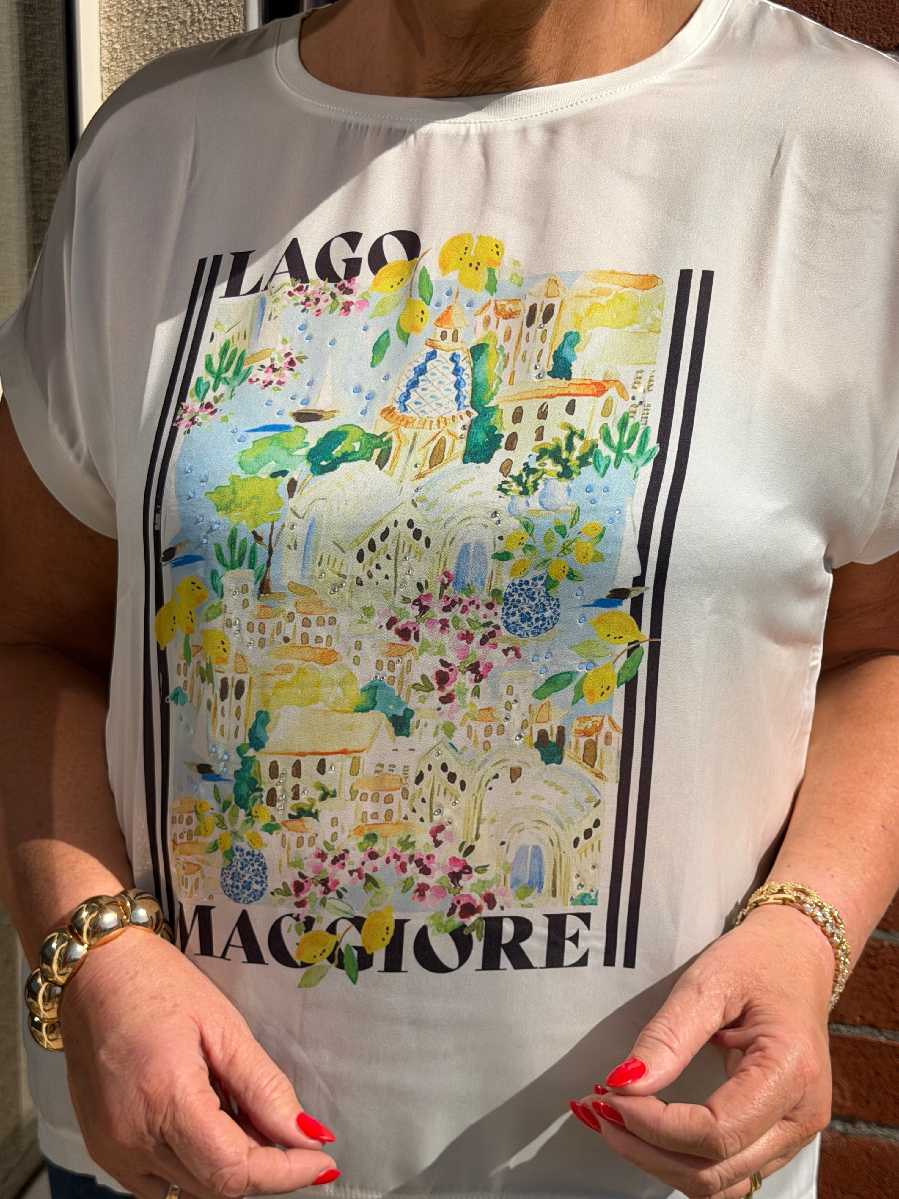 Milano Italy Patterned T-shirt in off white