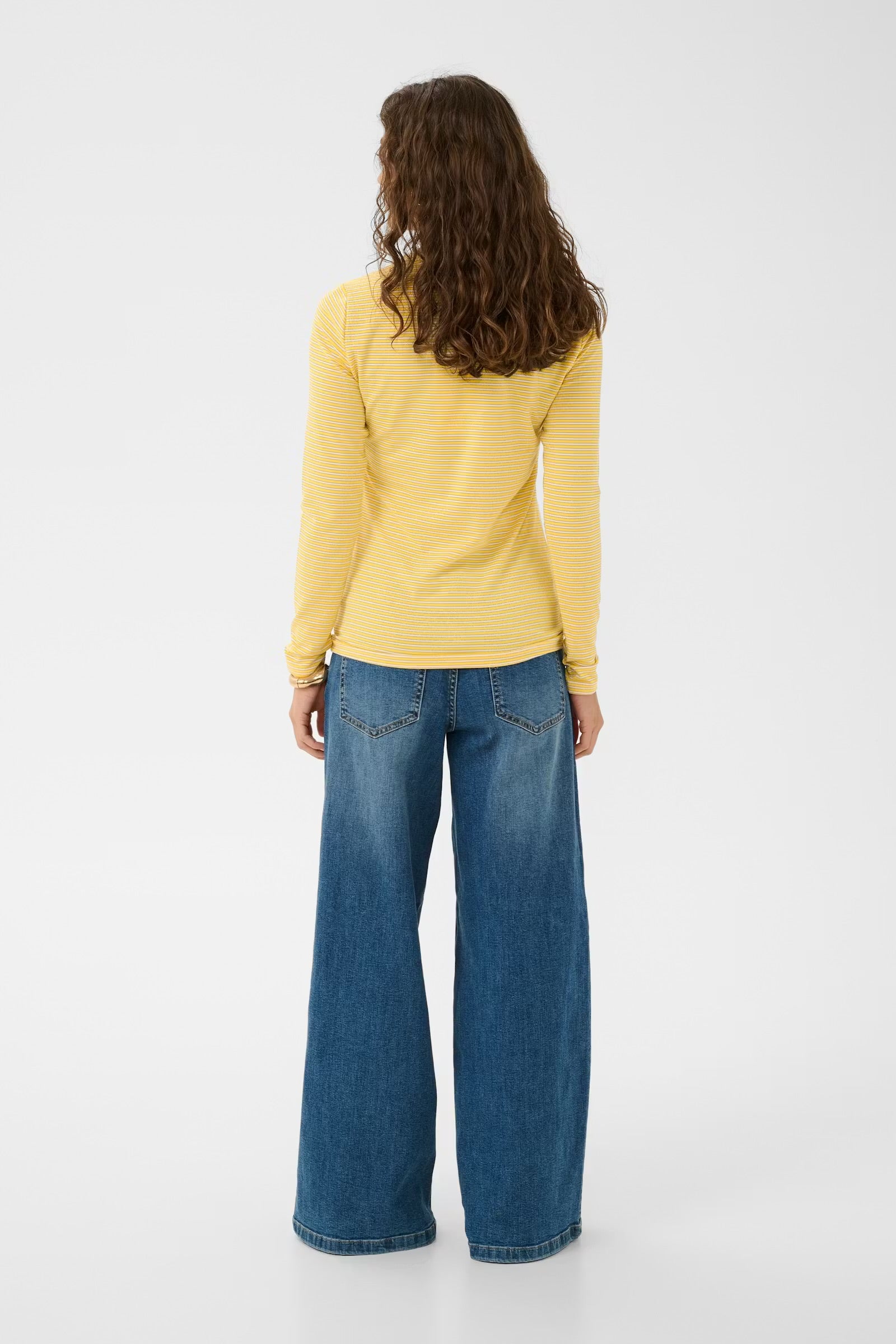 Culture Striped Top In Yellow & White