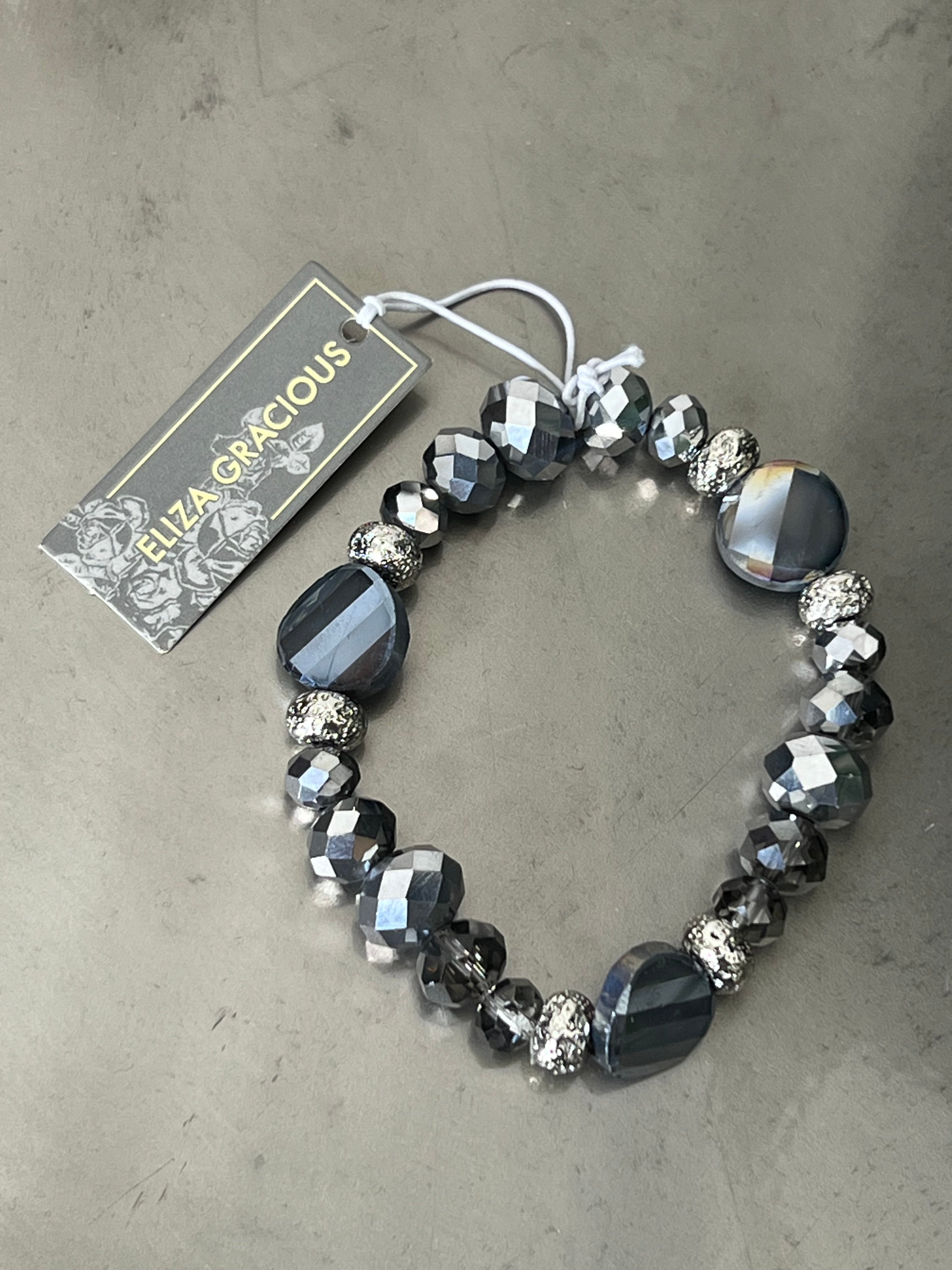 Eliza Gracious Crystal Beaded Bracelet In Grey