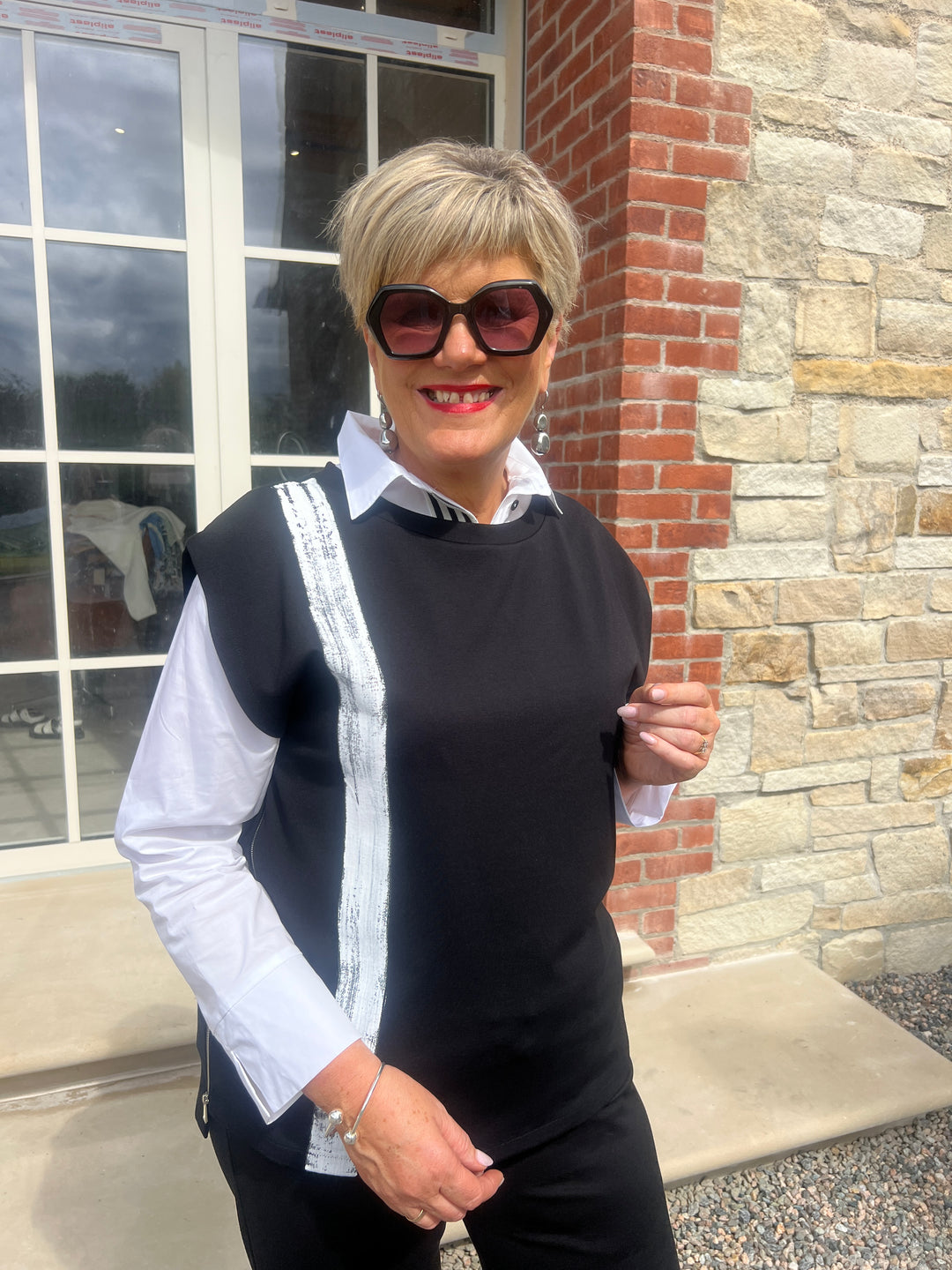 Peruzzi Brush Stroke Tabard Top In Black