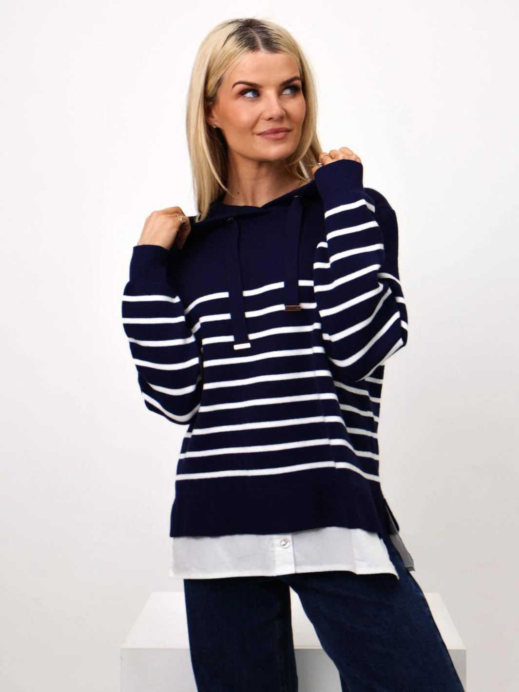 Kate & Pippa Sam Jumper In Navy & White stripe