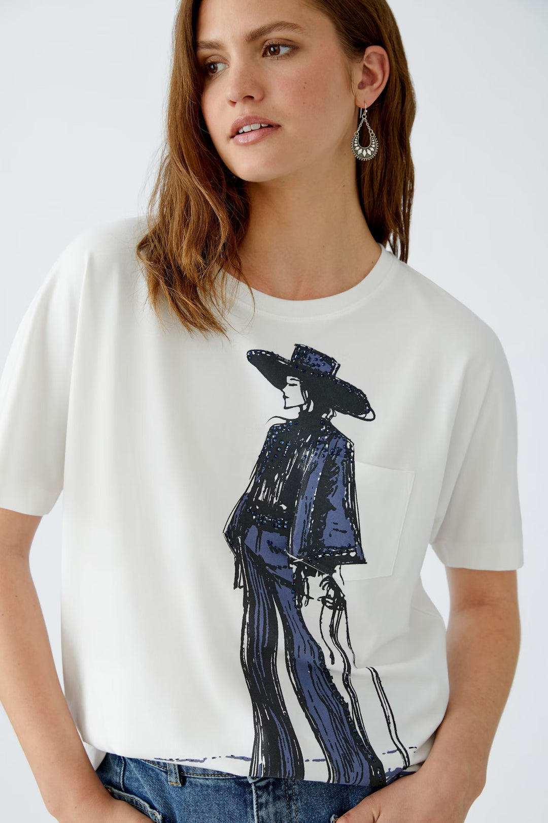 Oui Motif T-shirt In Cloud Dancer