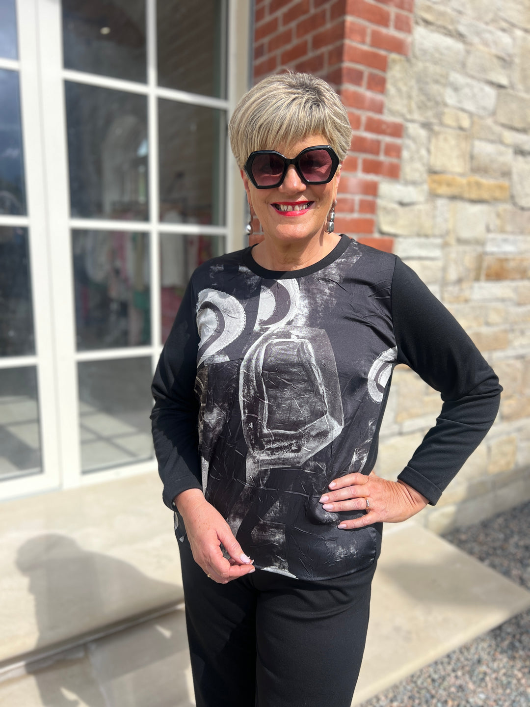 Peruzzi Ultra Print Top In Black