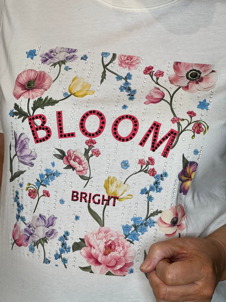 Oui Bloom T-shirt In Gardenia