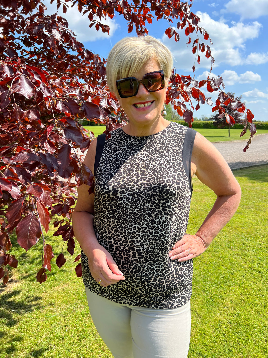 Street One Leopard Top In Black Multi