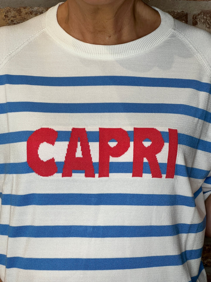 Milano Italy Roma Pullover In Off white & Blue