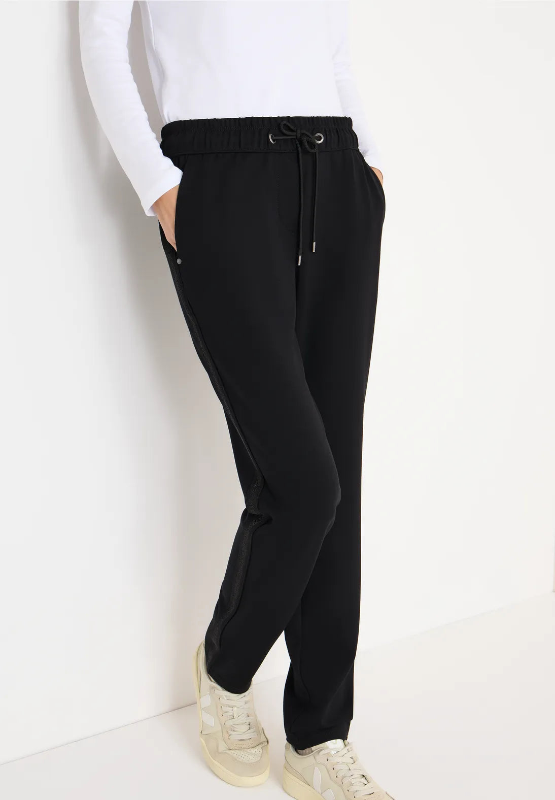 Cecil Tracey Trousers With Sparkle Tape In Black