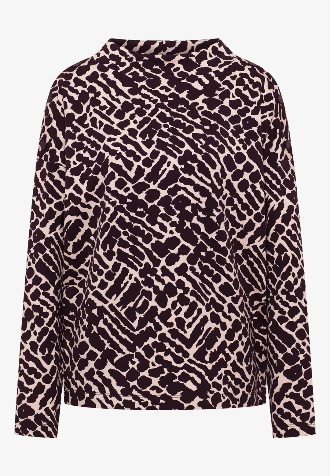 Cecil Buttoned Funnel Top In Eggplant Red