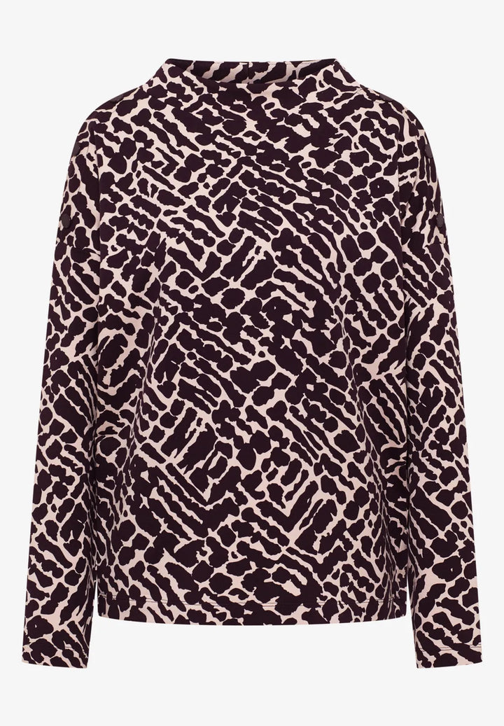 Cecil Buttoned Funnel Top In Eggplant Red