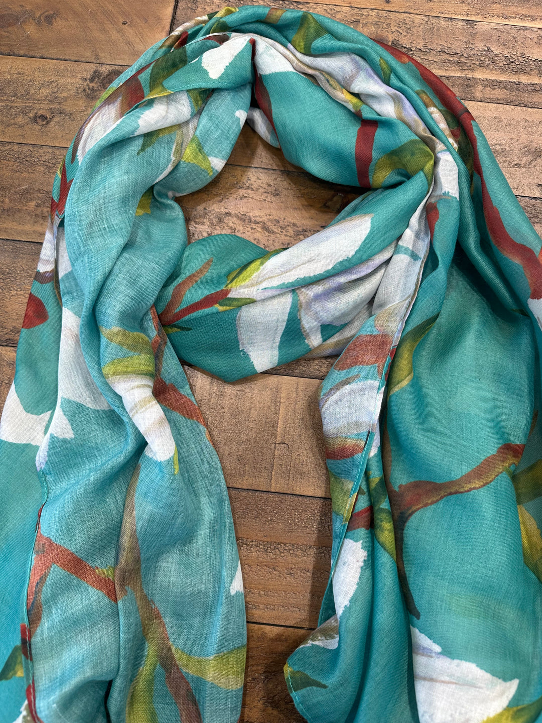 Amelia Magnolia Print Scarf In Dusty Mint