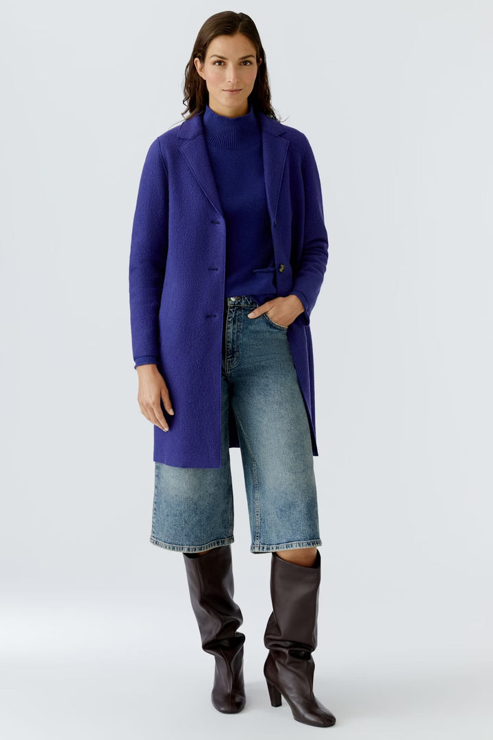 Oui Mayson Boiled Wool Coat In Blue Ribbon
