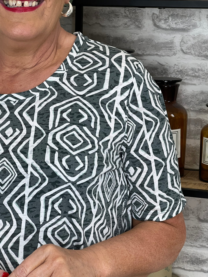 Cecil Giraffe Print Tie Top In Universal Blue