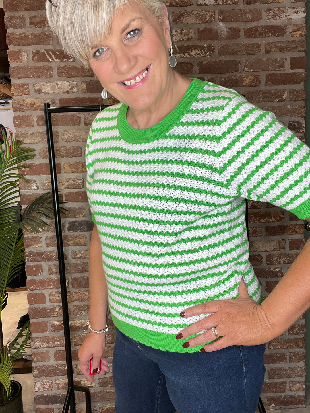 Nümph striped pullover In Green