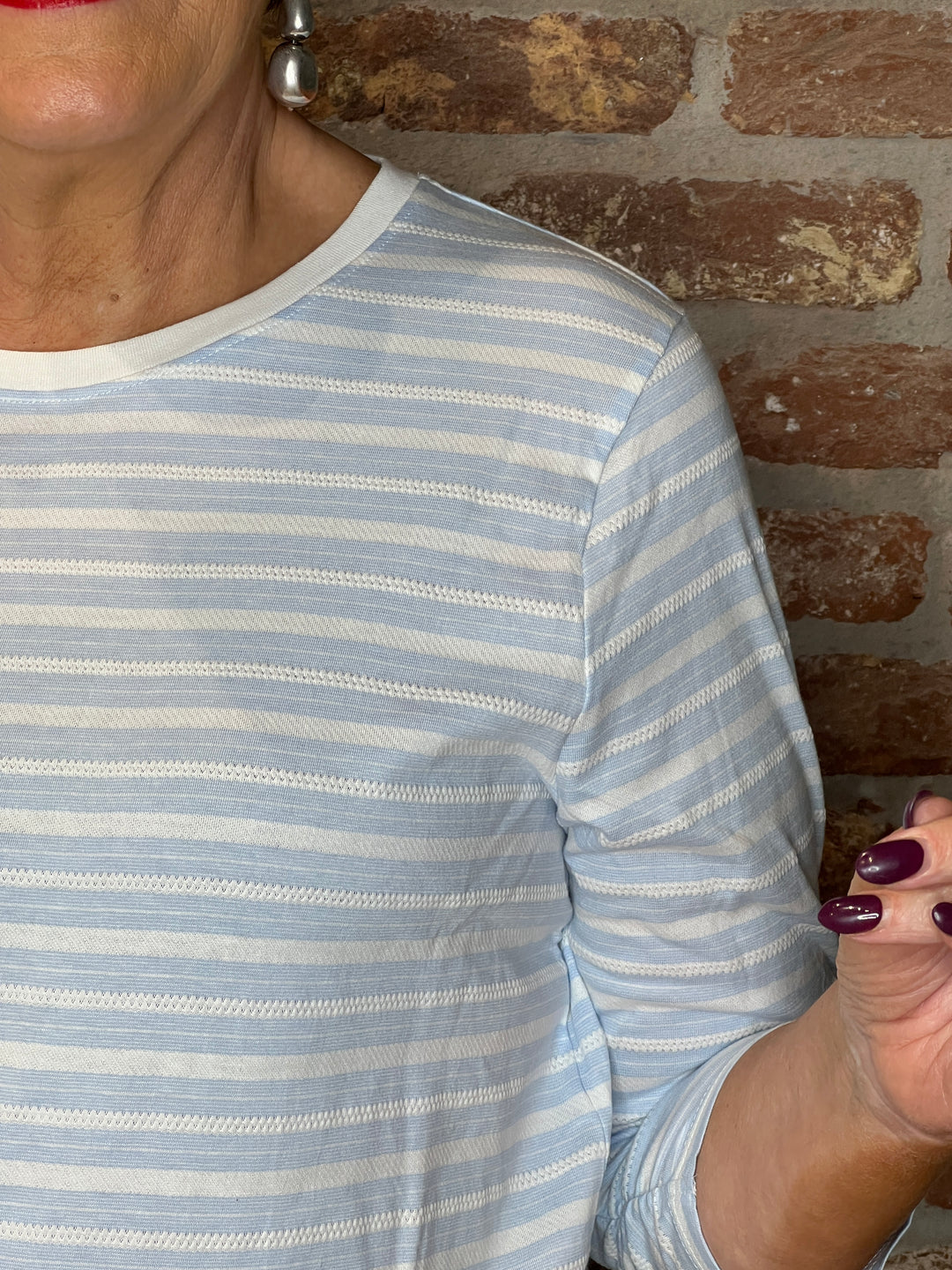 Soya Concept Chanie Striped Top In Light Blue