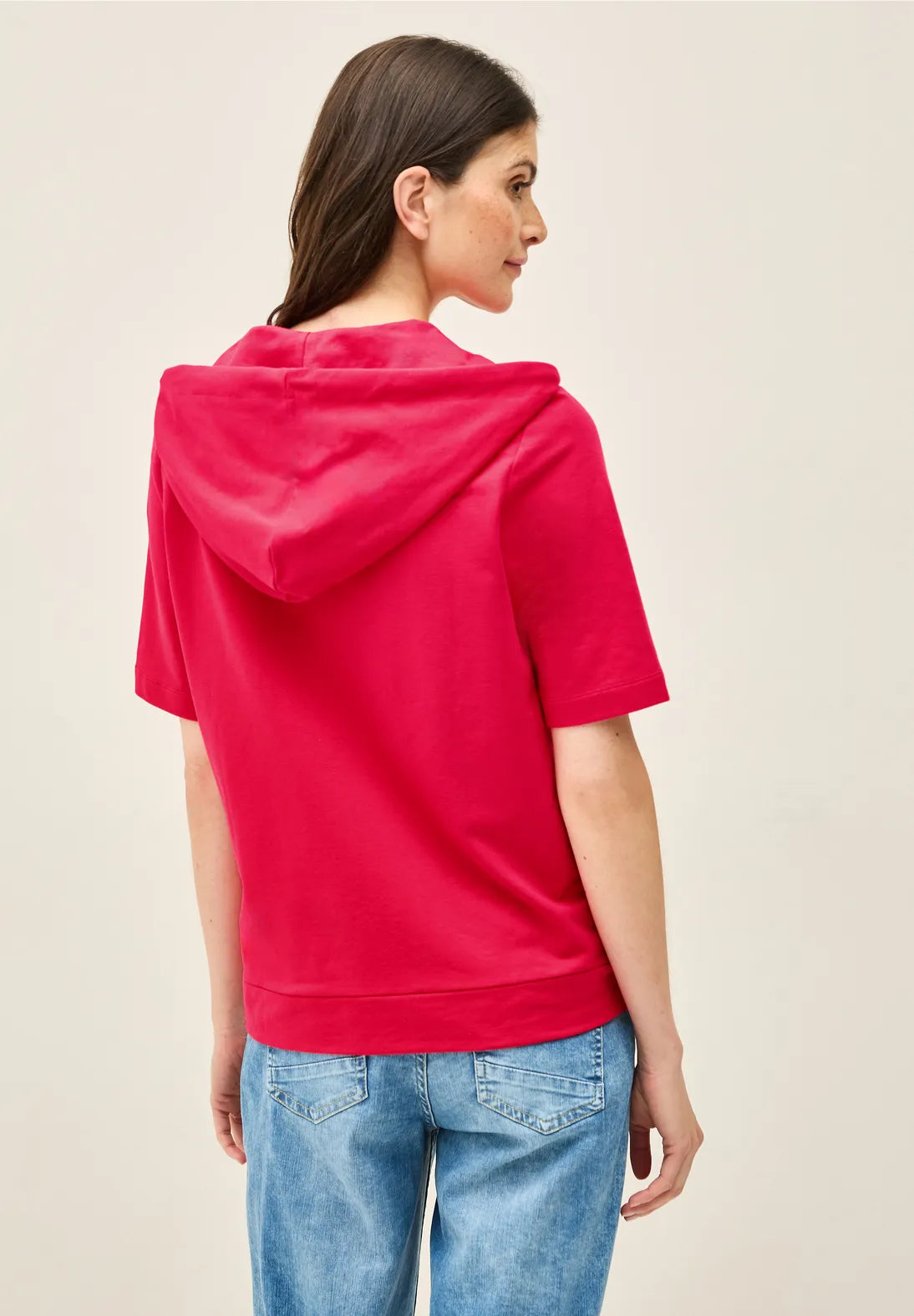 Cecil Short Sleeved Hooded Jacket In Glazed Apple Red