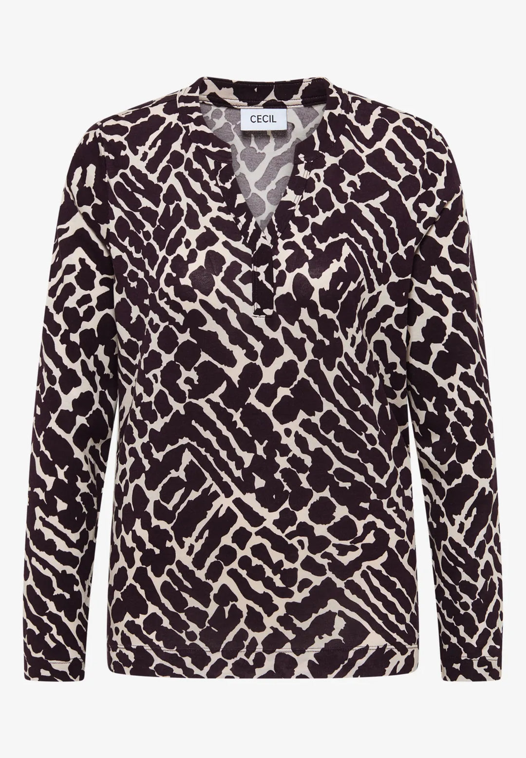 Cecil Split Neck Top In Eggplant Red