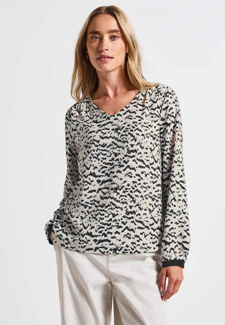 Street One Patterned Blouse In Morning beige