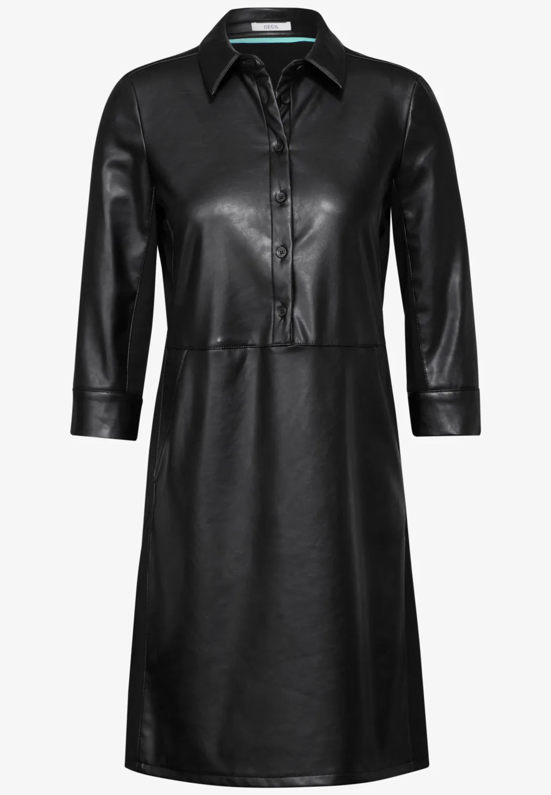 Cecil PU Dress With Collar In Black