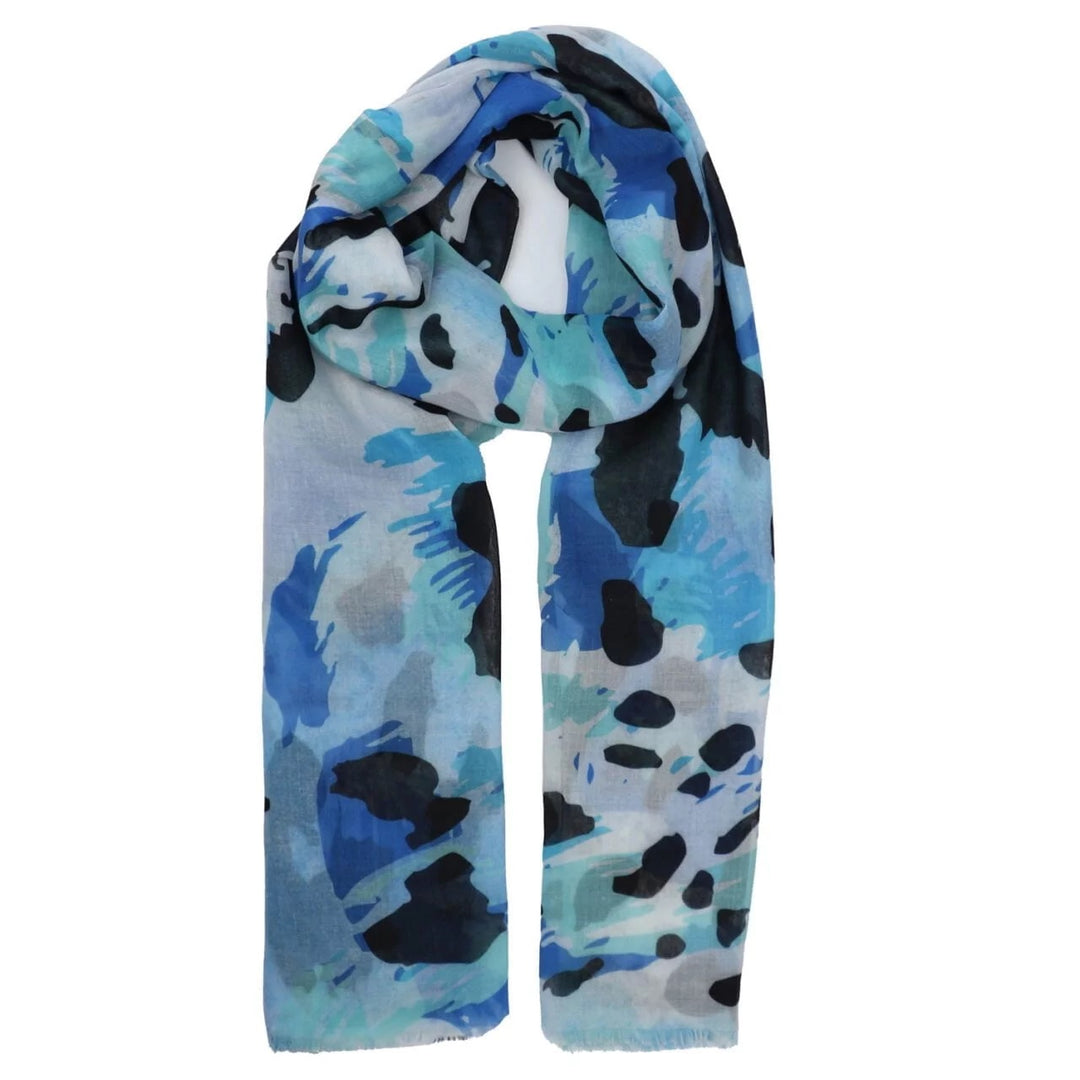 Polly Splashes Print Scarf In Blue