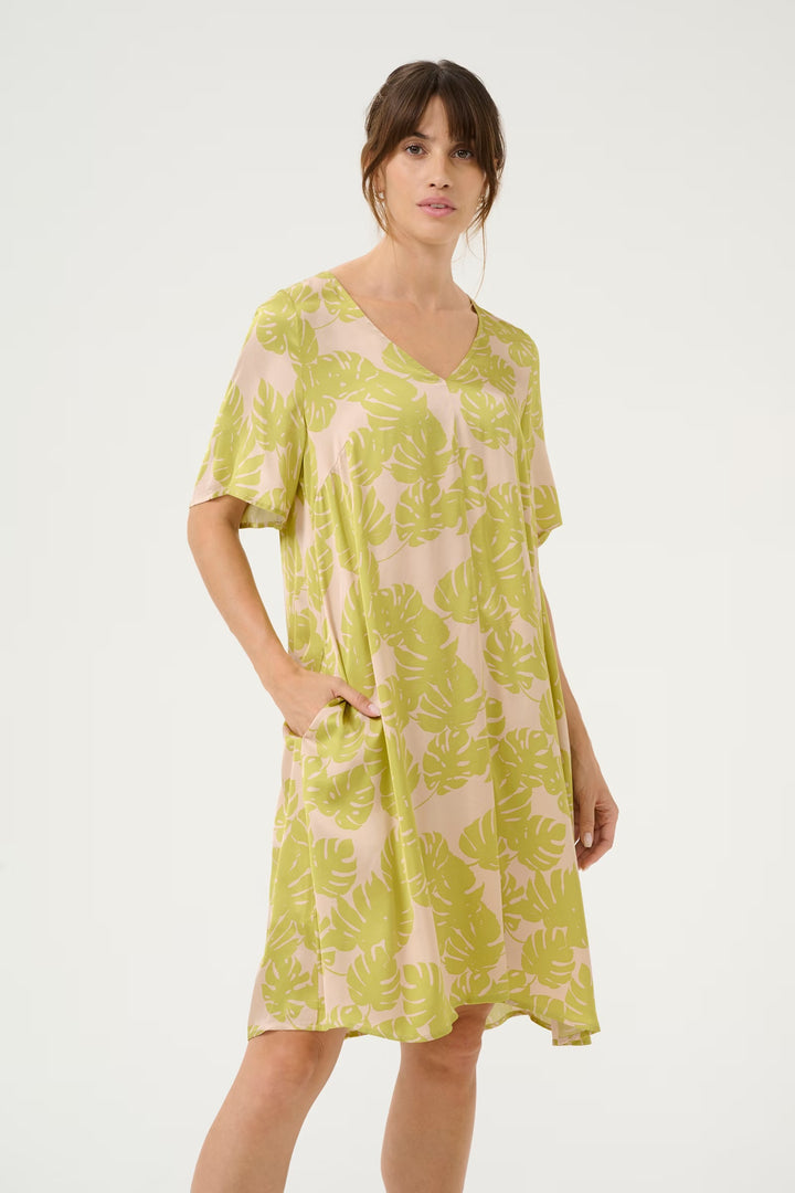 Culture Cumiso Palm Dress In Green Multi