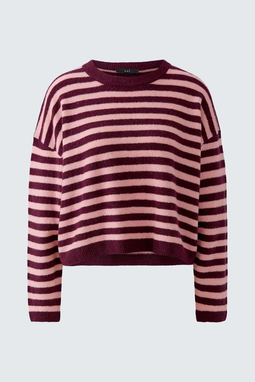 Striped pullover in dark red