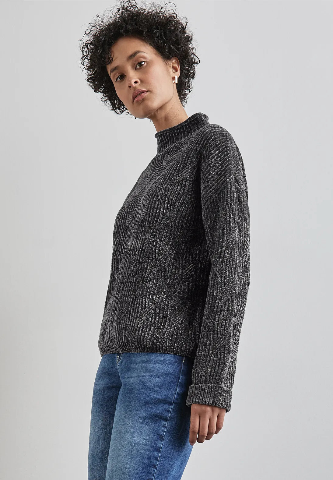 Street One Chenille Jumper In Gravel Grey