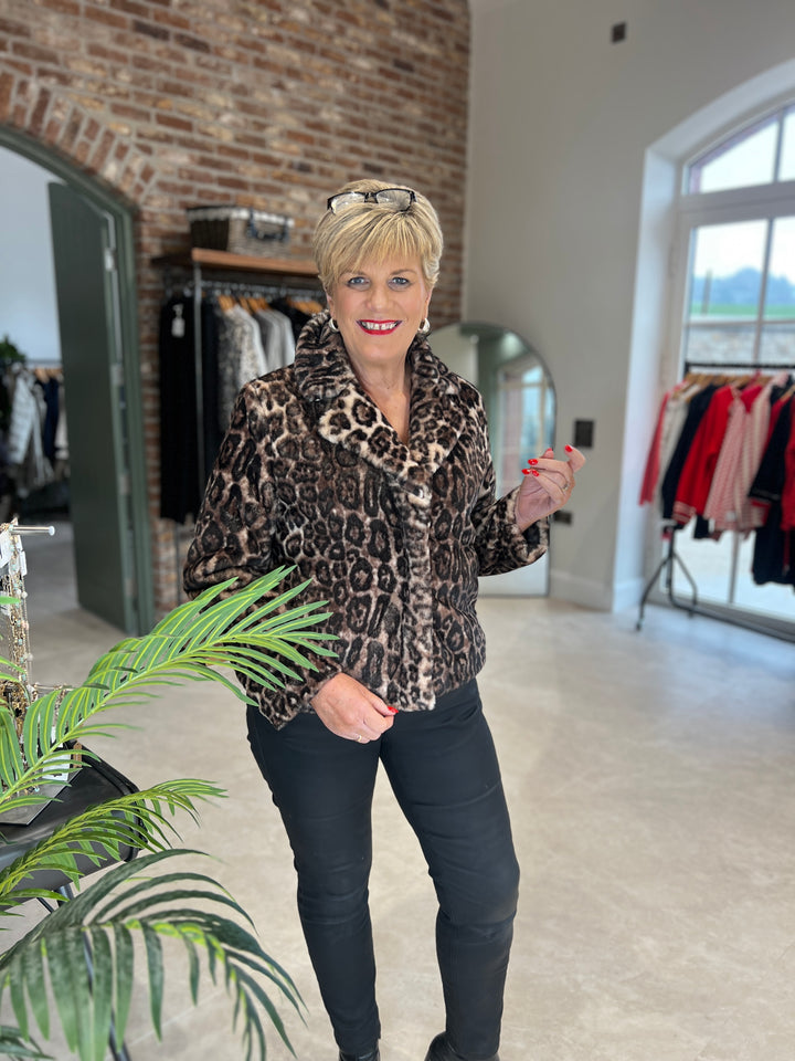 Monari Faux Fur Jacket In Leopard Pattern
