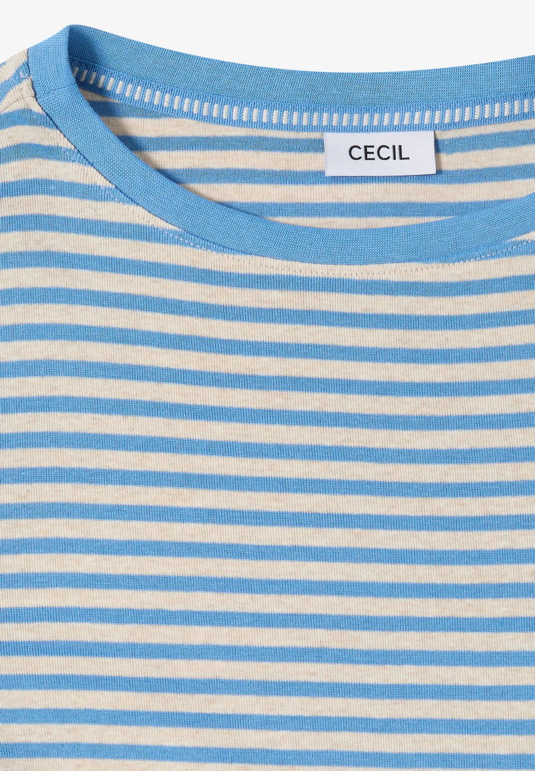 Cecil Basic Striped Top In Fountain Blue