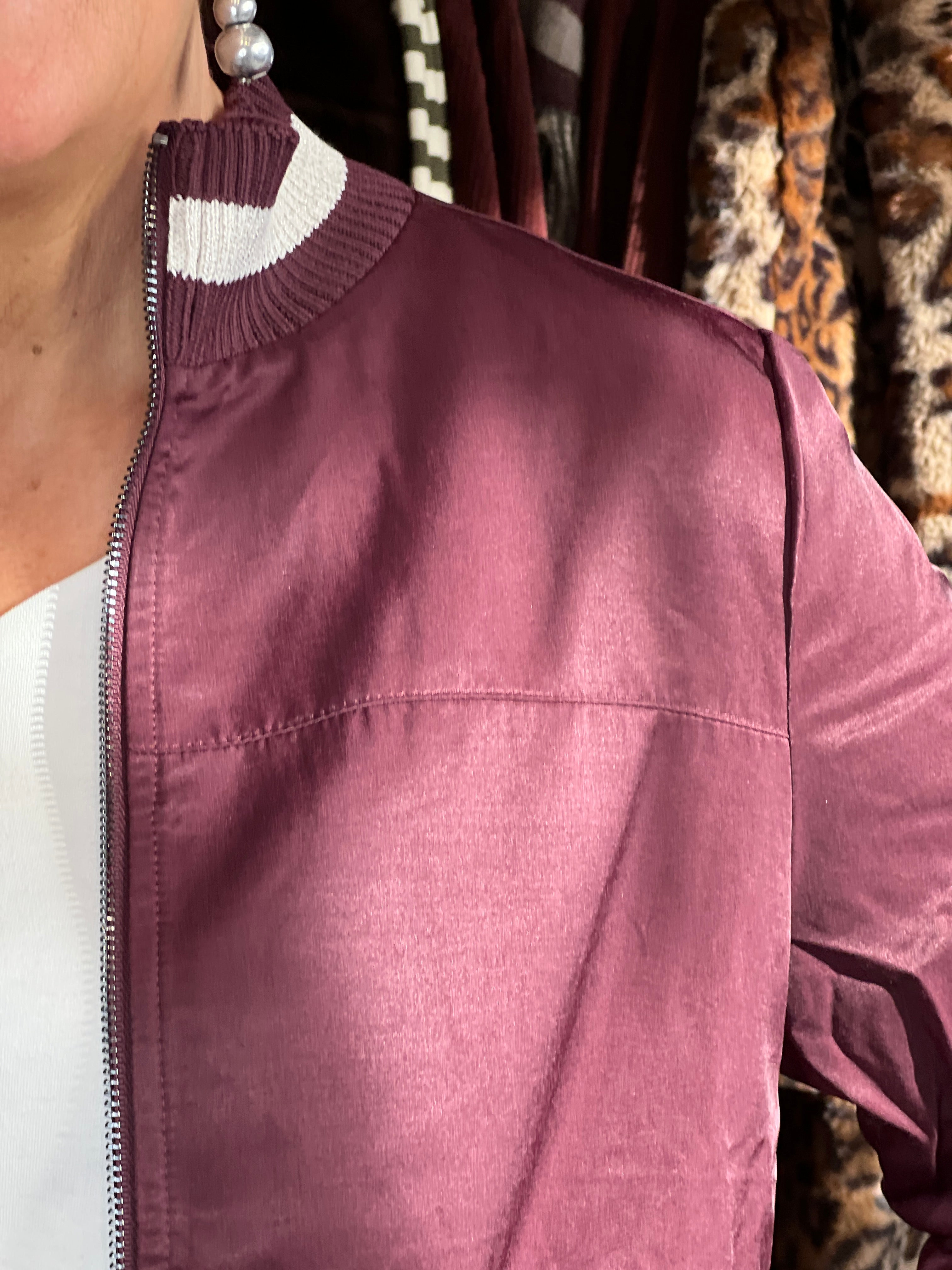 Street One Satin Bomber Jacket In Jazz Berry
