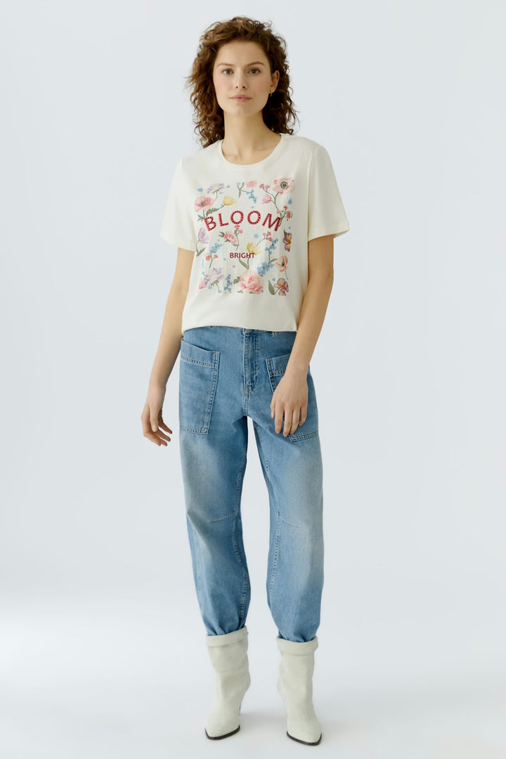 Oui Bloom T-shirt In Gardenia