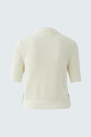 Oui Knit Jacket In White & Brown