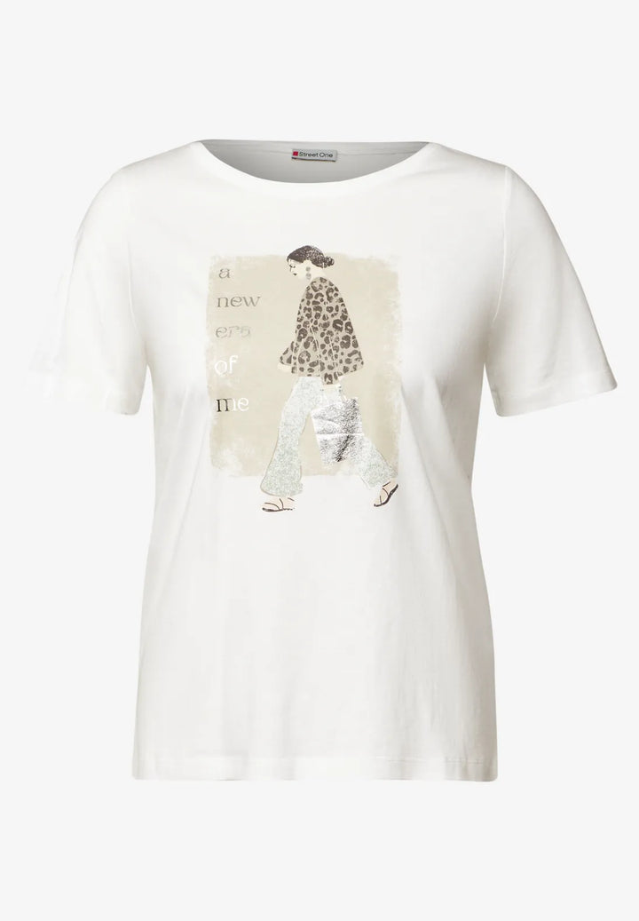 Street One Lady Print t-shirt In off white