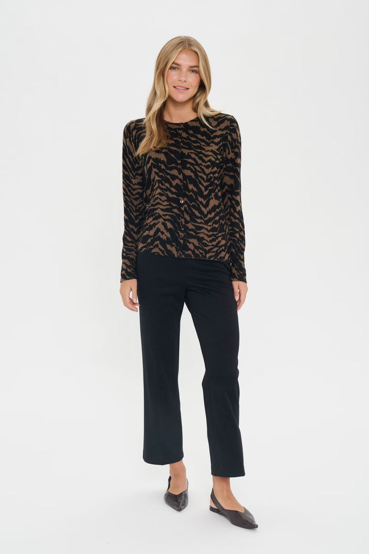 Saint Tropez Stroked Patterned Cardigan In Black Multi