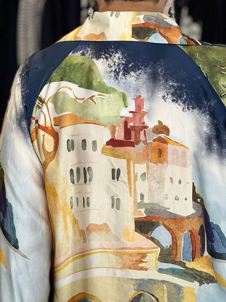 Deck By Decollage Scenic Patterned Blouse In Navy