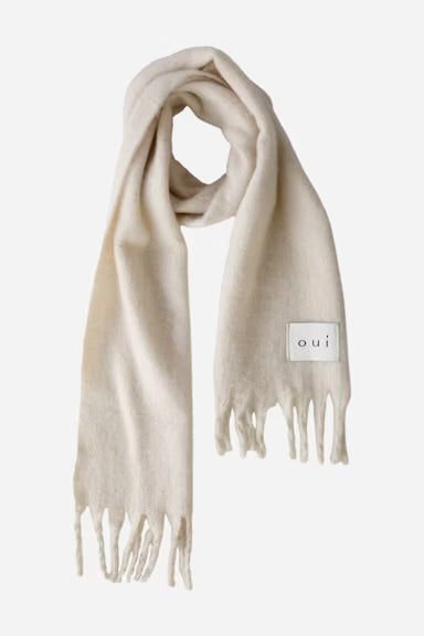 Oui Cuddly Soft Scarf In Light Beige