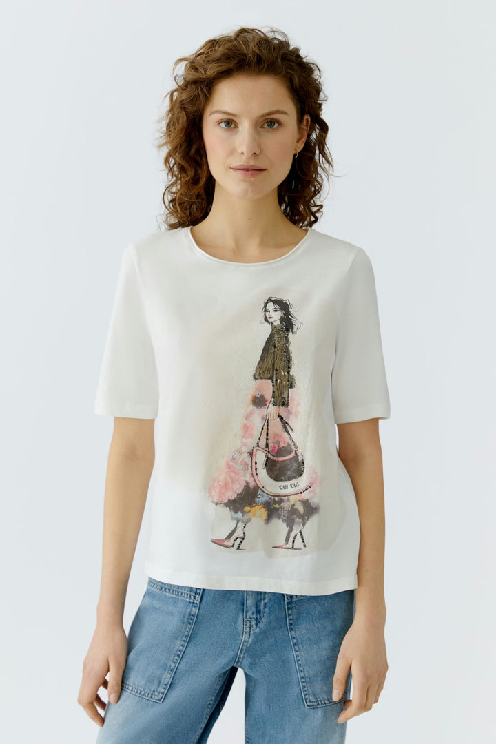 Oui Design T-shirt In Cloud Dancer