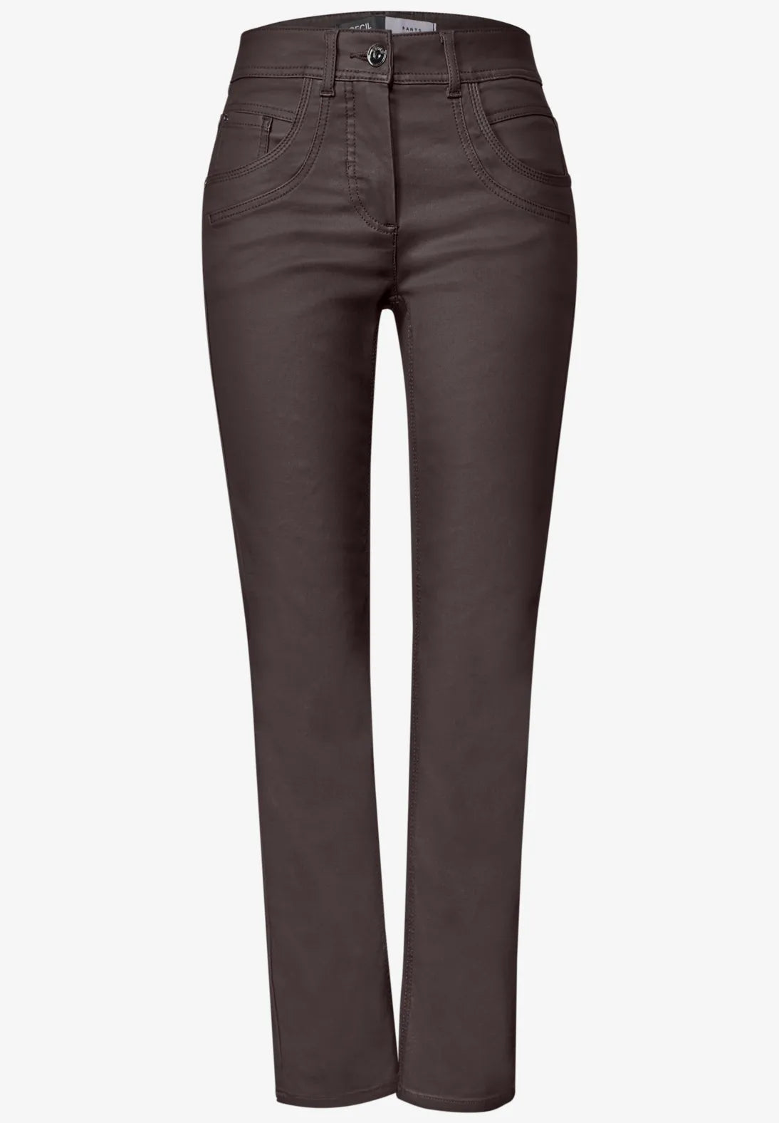 Toronto Coated straight leg Jeans In truffle brown
