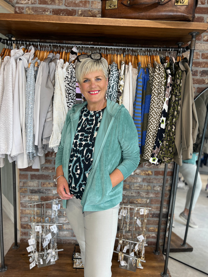 Cecil Cord Hooded Jacket In Jewel Green