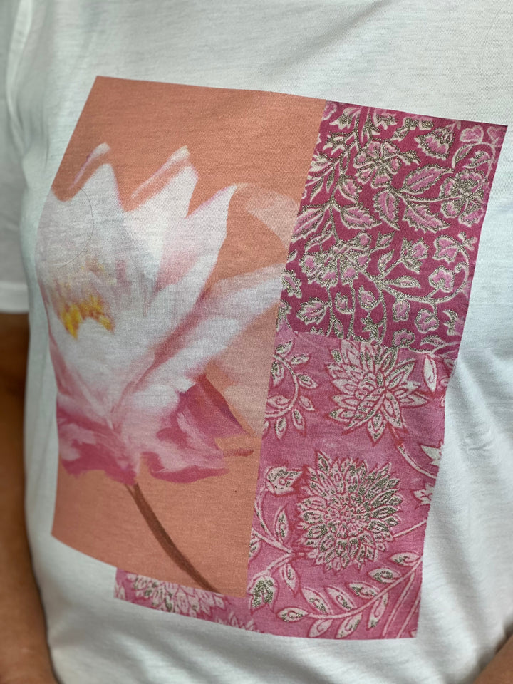Monari T-Shirt With Glitter Print In Off White