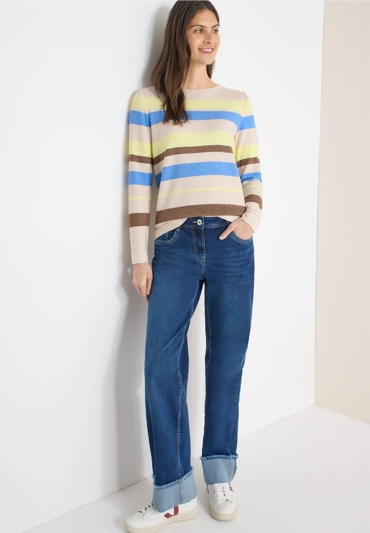 Cecil Striped Pullover In Urban Taupe Melange
