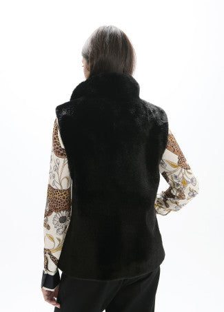 Metallic detail vest in brown