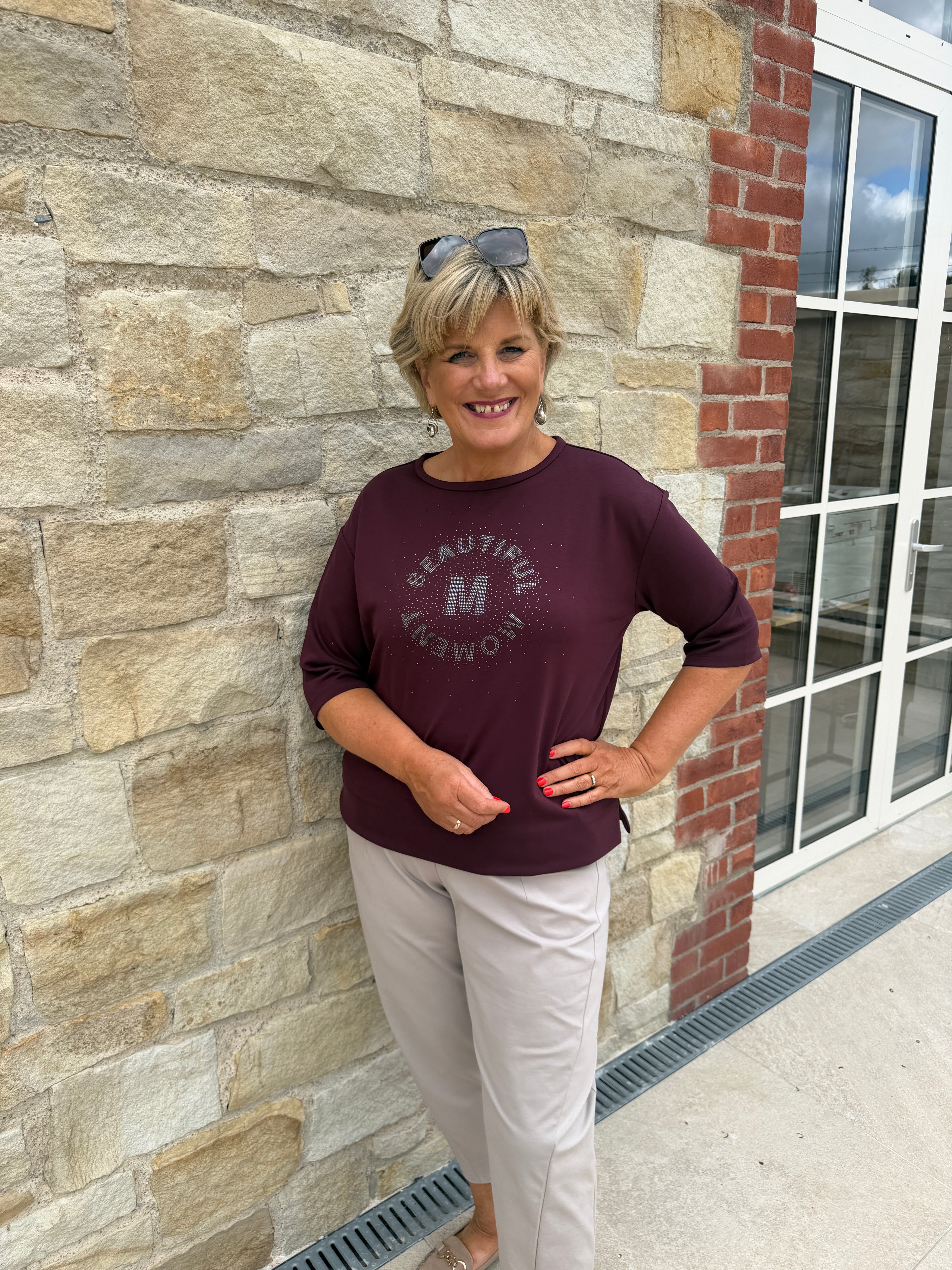 Monari Sparkle Sweatshirt In Dark Bordeaux