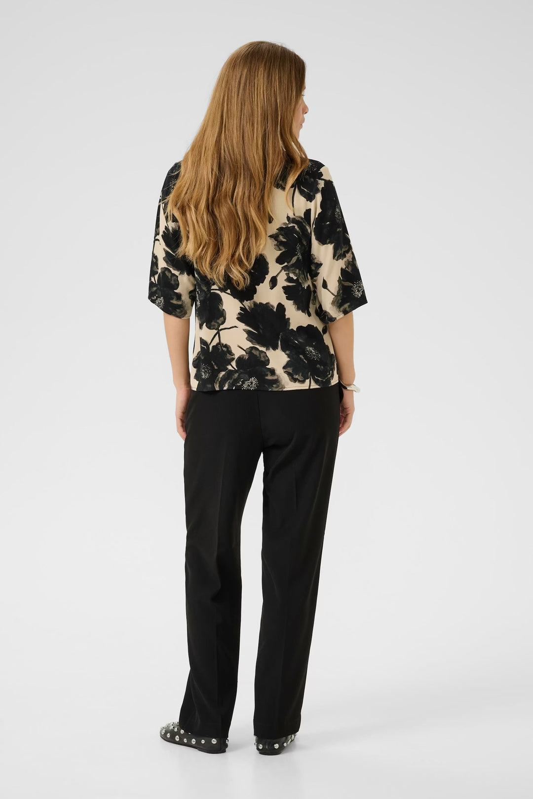 Culture Floral Blouse In Black & off white