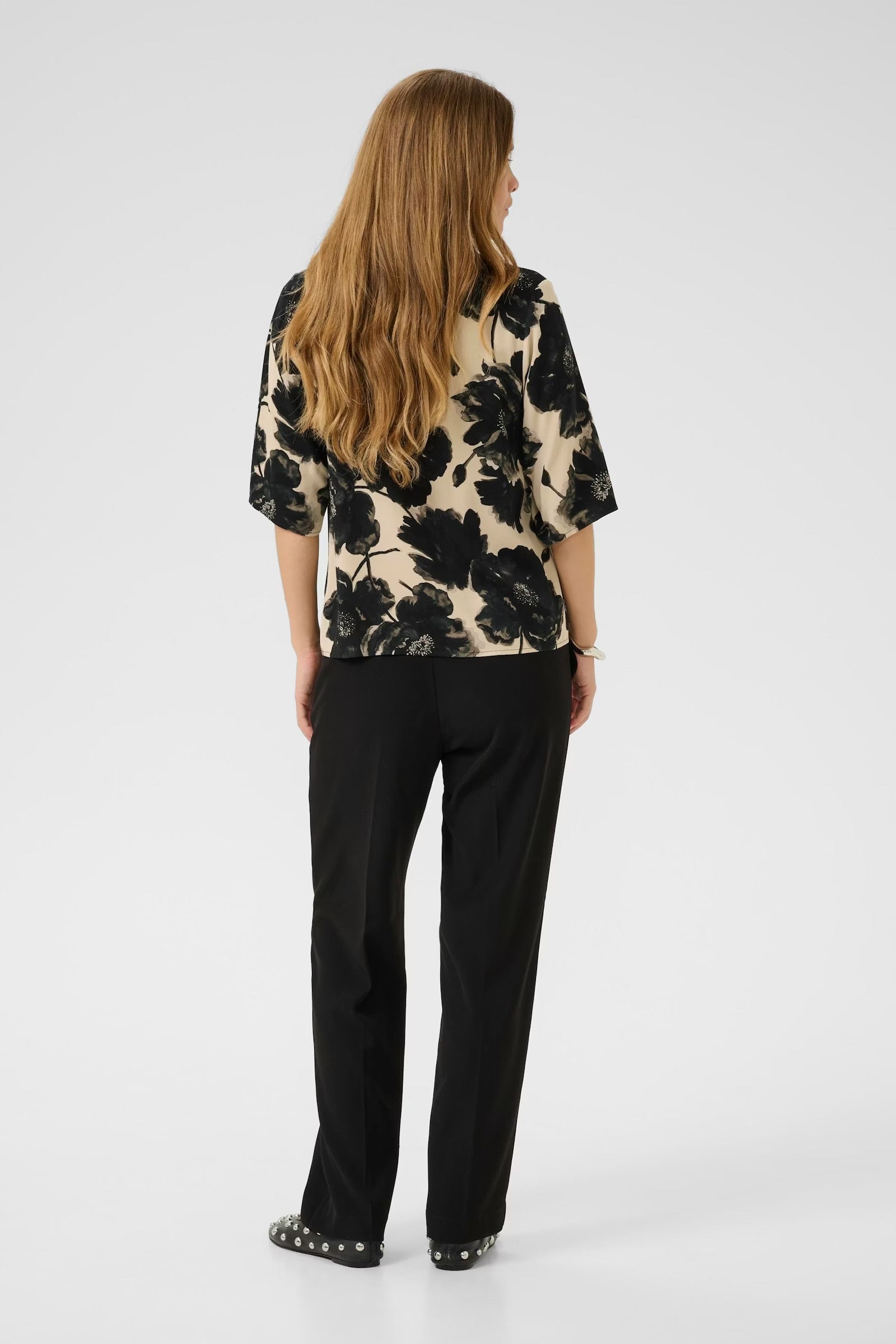 Culture Floral Blouse In Black & off white