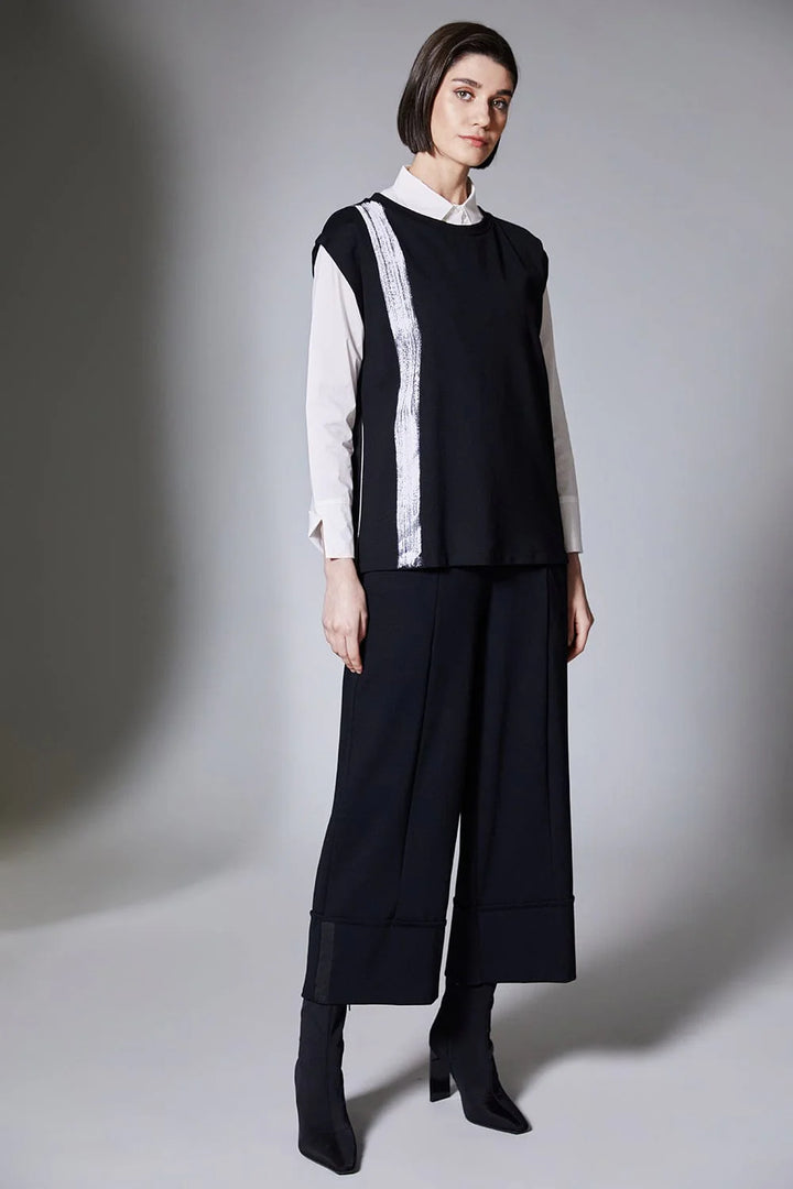 Peruzzi Brush Stroke Tabard Top In Black