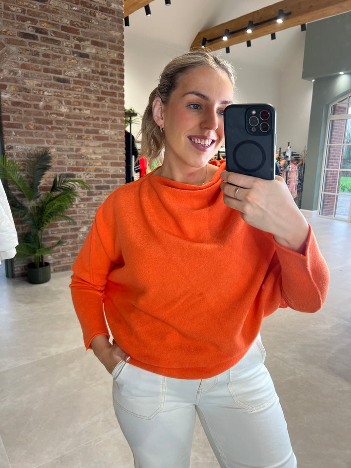 Deck By Decollage Asymmetric Knit In Orange