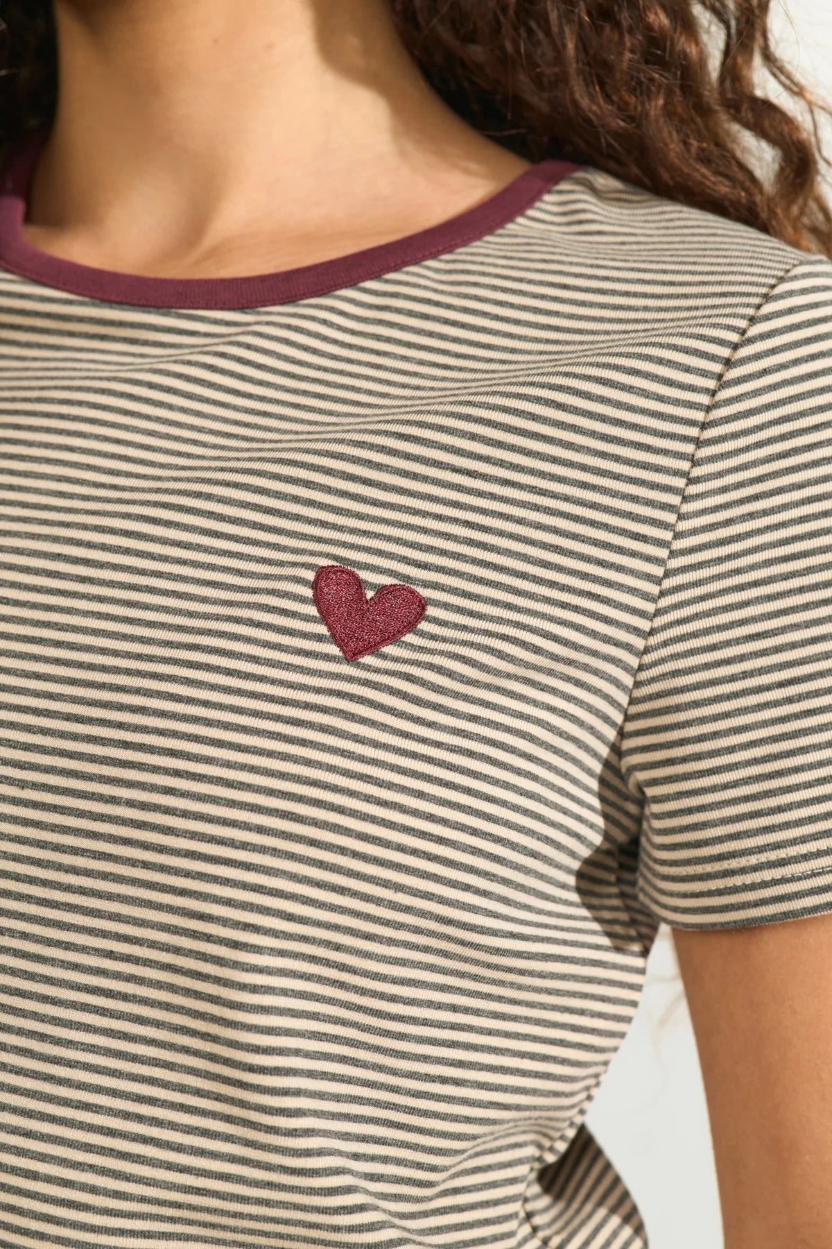Nümph Nualexa Striped T-shirt In Silver Fig
