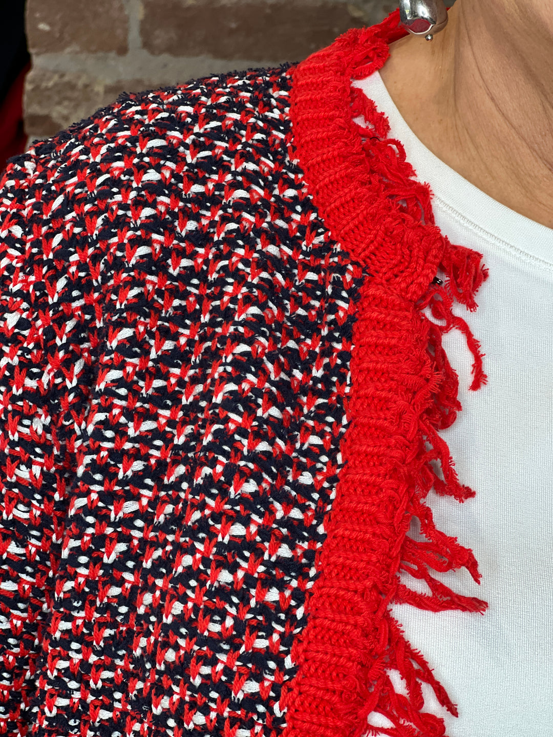 Monari Tweed Cardigan In Marine